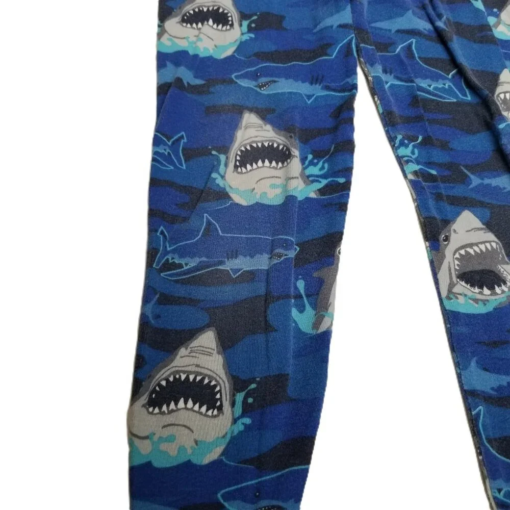 Childrens Place Kids Shark Print Leggings 6 Blue Ocean Cotton Sleep Pants